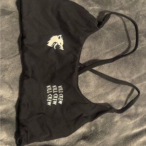 Kill Crew Black Sports Bra with White Logo